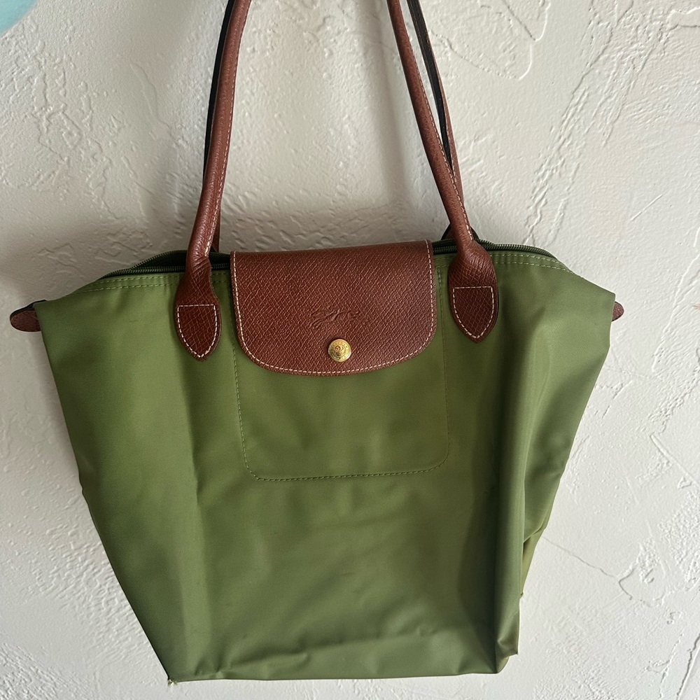 Longchamp Green and Brown Tote Bag
